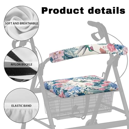 Image of Hummingbird Universal Rollator Accessories, Soft Seat and Backrest Covers for Walkers, Adjustable Walker Seat Covers for Seniors