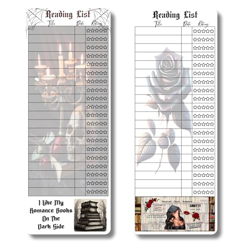 Dark Romance Reading List Bookmarks, Set of 10, Double Sided,