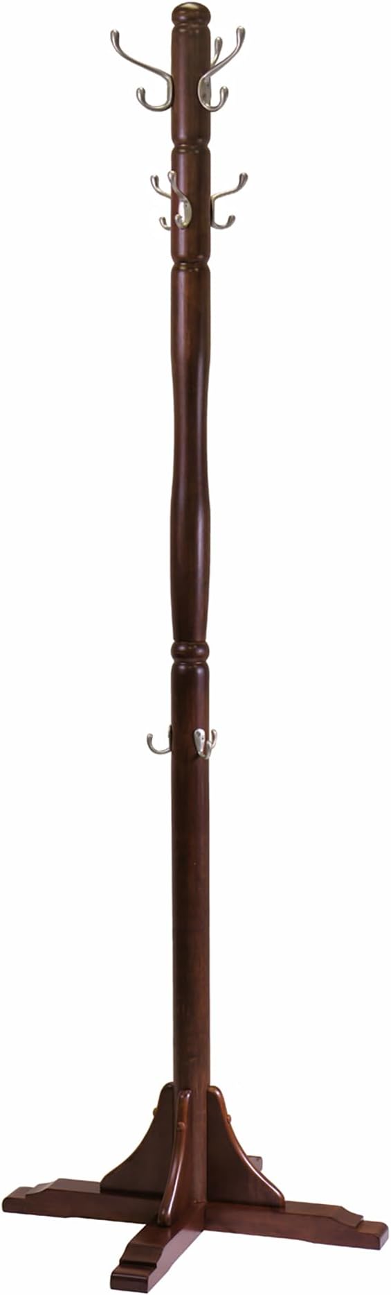 Winsome Wood Jera Coat Tree, Cappuccino | Convenient Organizer with Hanging Hooks for Entryway, Bedroom, Efficient Hall Tree Storage for Coats, Hats, Scarves, Purses