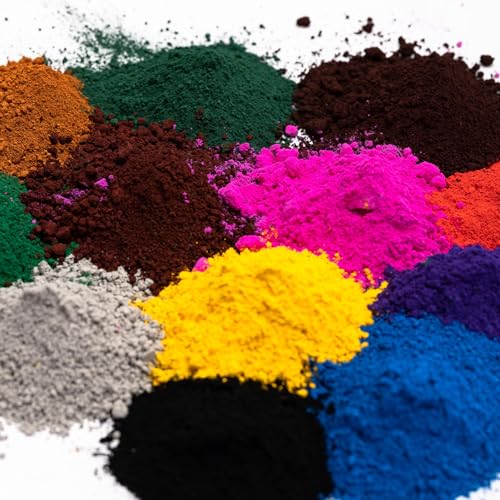 Ninesung 12 Colors Iron Oxide Powder, Concrete Dye Colors Pigments- Iron Oxide Synthetic Pigment Powdered Dye Colorant Mix in Color Concrete,Cement,Brick,Paint Coloring
