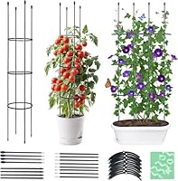 ThxToms Garten Rankhilfe aus Metall Kern 160CM mit 20*Pflanzenclips | Tomatenkäfig Pflanzenstütze Obelisk Klettergerüst Spalier| Rankgitter Kletterhilfe | Pflanzen,Tomaten,Rosen,Gurken