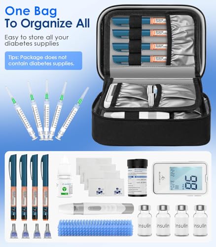 Glucoracy Large Insulin Cooler with 4 Ice Packs