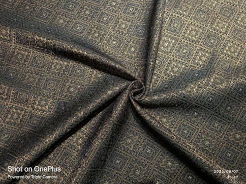 Tissu brocart de soie marron et beige ruban chic pour customisation - 2
