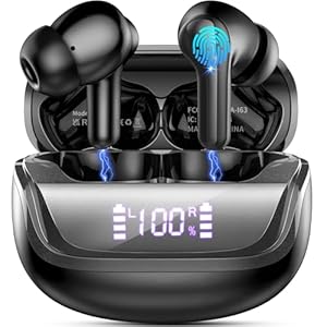 Wireless Earbuds, 2024 Bluetooth 5.4 Headphones in Ear with 4 ENC Noise Cancelling Mic, HiFi Stereo Deep Bass Bluetooth Earbuds, Wireless Earphones 45H Playtime with Dual LED Display, IP7 Waterproof