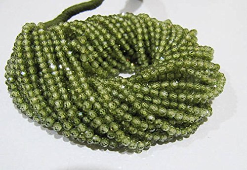 Olive Green Color Cubic Zirconia Beads/ 3 mm Size