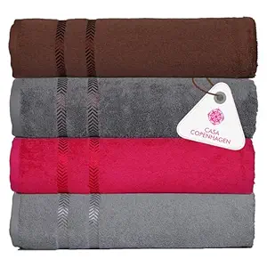 Casa Copenhagen Ember- 3.O Collection'23 Premium 4 Pcs Medium Bath Towel (60 x 120cm) Colour : Granitegrey, Grey Violet,Pink, Firar Brown