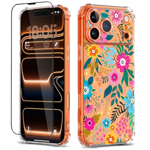 ilnehc iPhone 17 Pro�p�P�[�X �X�N���[���v���e�N�^�[�t�� [�t���J�����ی�] �t�����[�p�^�[���f�U�C���A�N���A�\�t�g�ϏՌ��t���[�����t�H���J�o�[ ���f�B�[�X �K�[���Y 2025 6.3�C���` (�J���t���u���[�~���O)
