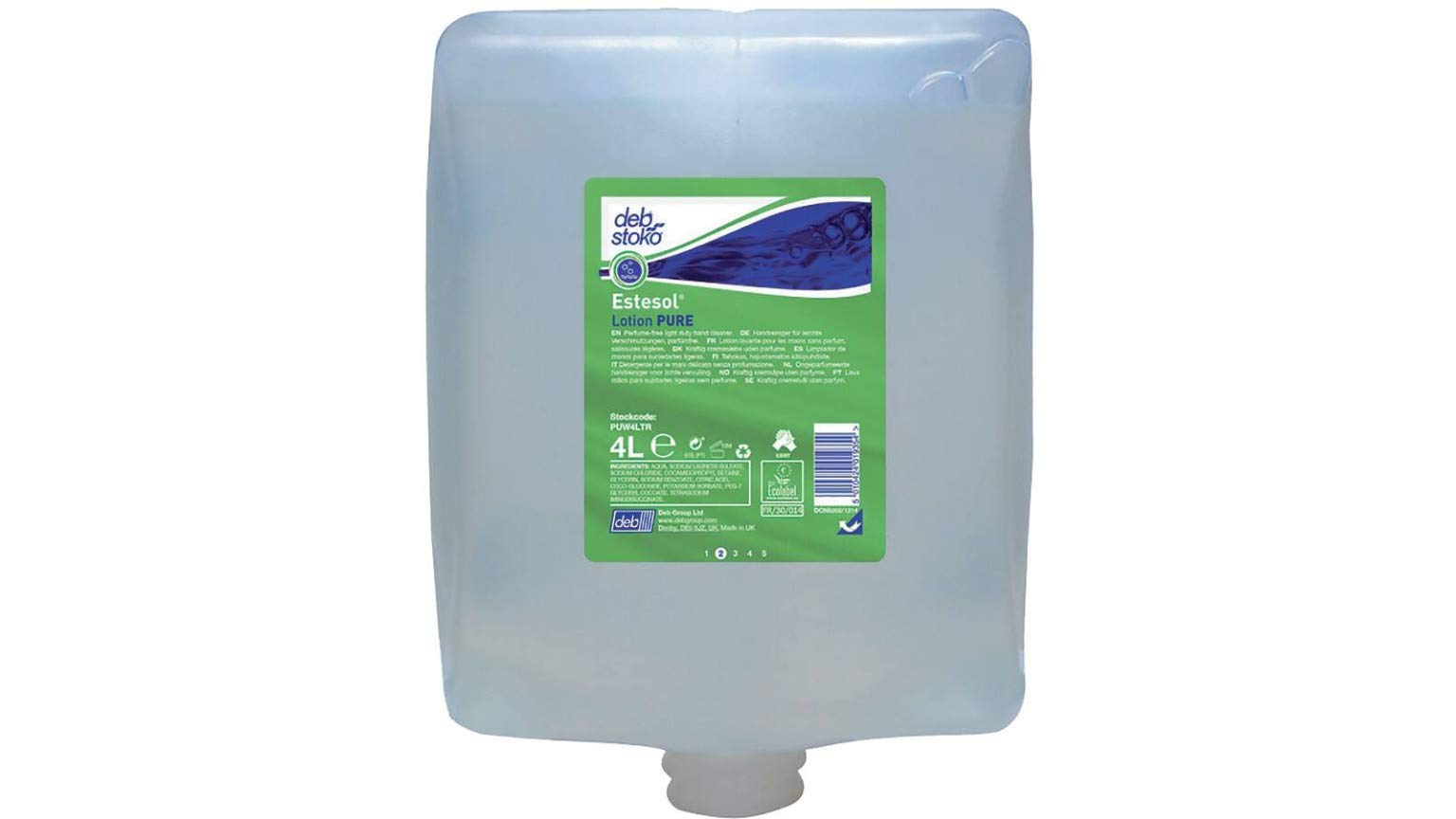 Deb Pure Hand Wash Cartridge For Use With LGT4LDREN Dispenser 4 Litre PUW4LTR