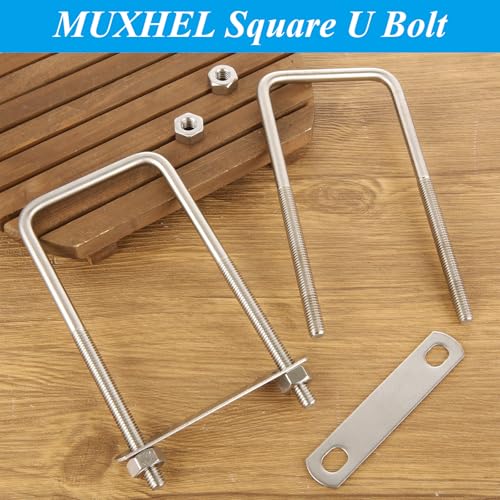 Image of 6 Pcs Square U Bolt (3 /8'' x 3'' x 7''), 304 Stainless Steel U-Bolts for Automobiles Trailer, Ski Boat, Sailboat, Trailer, Industrial Parts