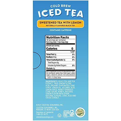 Image of Celestial Seasonings Cold Brew Sweetened With Lemon, 18 Count (Pack of 2)