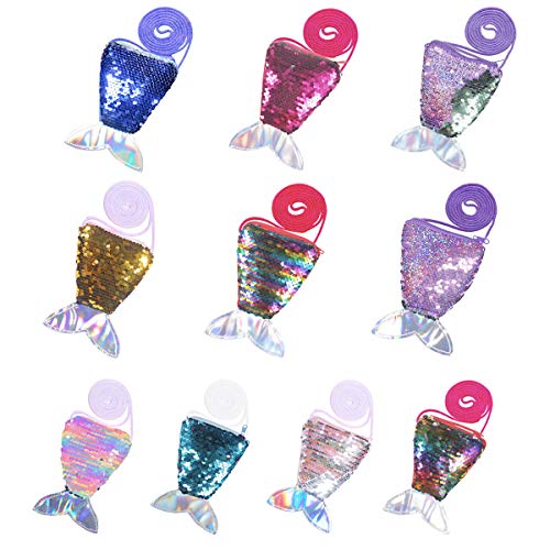 Herefun 10 Stücke Meerjungfrau Tasche Kinder, Pailletten Geldbörse,...