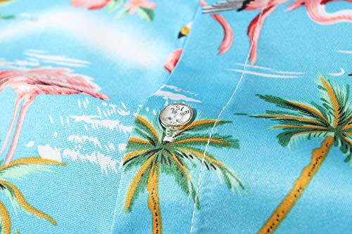 SSLR Mens Hawaiian Shirt Flamingos Casual Short Sleeve Button Down Shirts Aloha Shirt - Image 7