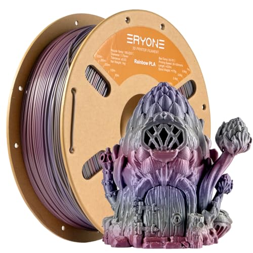 Image of ERYONE Rainbow PLA Filament 3D Printer Filament 1.75mm + /- 0.03mm, Multicolor PLA Filament 1KG Cardboard Spool(2.2LBS), Lagoon Rainbow