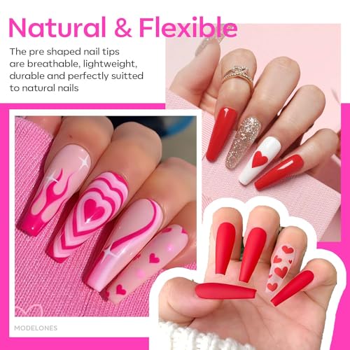 Image of modelones X Nail Gel Kit, Fake Nails Long Coffin, 9-in-One Glue Prep Dehydrator & Portable Mini U V Light Acrylic Clipper, 500Pcs Coffin Tips for Extension Kit DIY Salon Home Gift for Women | 500Pcs Fake Nails Long Coffin Coffin Tips for Extension Kit DIY Salon Home Gift for Women