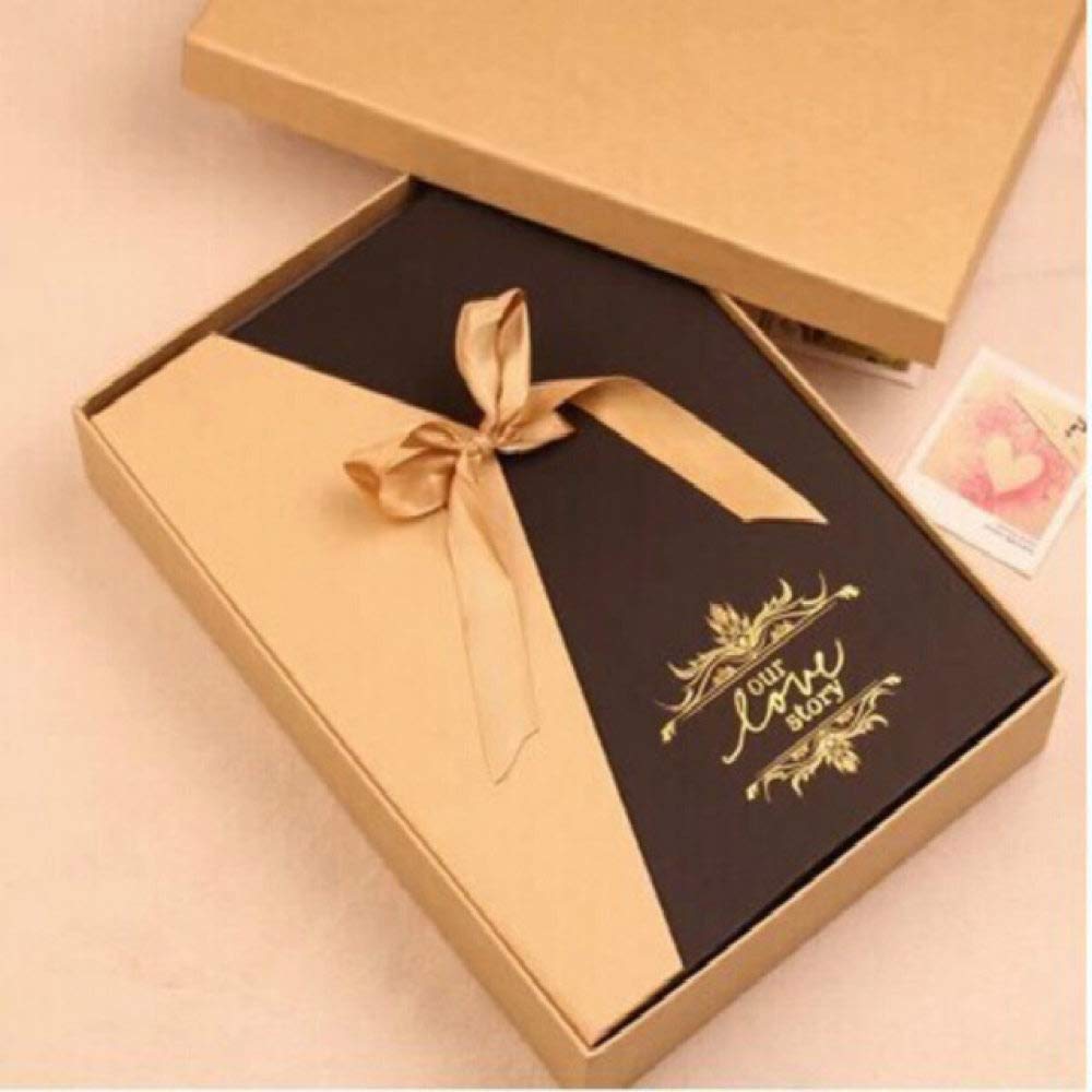 Álbum de bricolaje de 60 páginas con caja de regalo Libro creativo de almacenamiento de fotos Bowknot Cinta Decoración Crecimiento del bebé Álbum de recortes Álbum de boda, nuestra historia