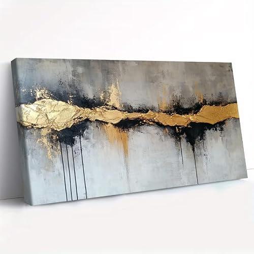 UUDEZO Modern Abstract Oil Painting Wall Horizontal Riftpattern Canvas Suitable for Office Living Room Decor(40x80cm(16x32in)