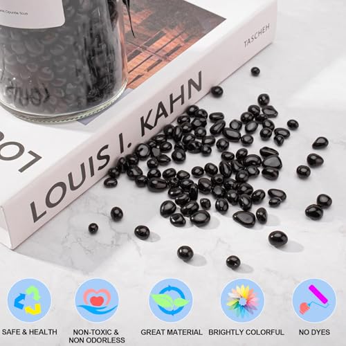 Image of Keedolla 2 lbs /900g Aquarium Fish Tank Gravel Rocks Glass Pebbles Gemstones, Black Glass Stones Vase Filler for Fountain Succulent Plant Decorative Rock Pebble Stone