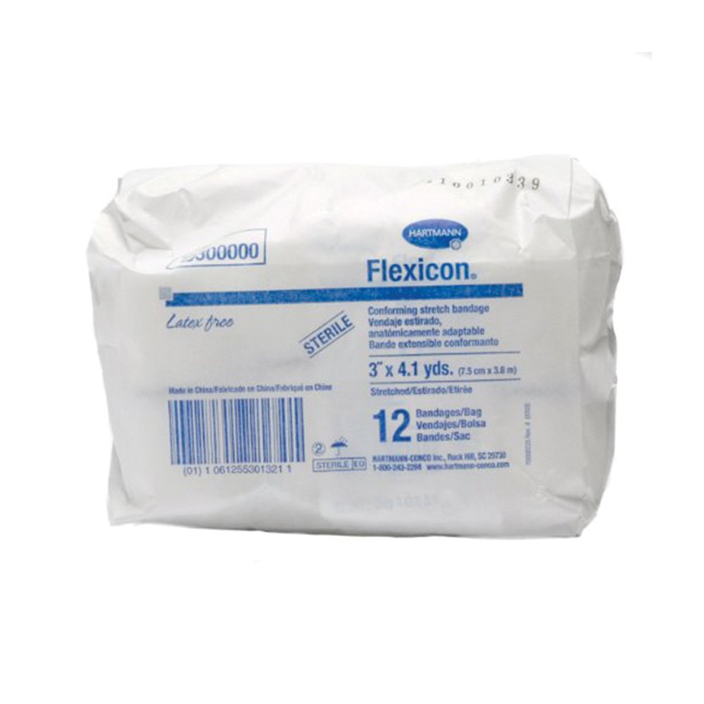 FLEXICON ORTS832 Gauze Roll, Sterile, 3" x 4.1 yd, White (Pack of 12