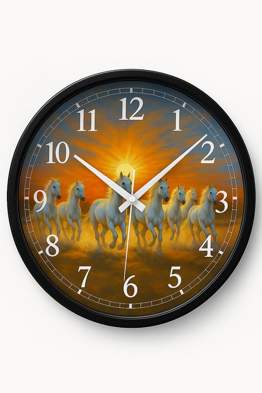 TIKAM Enterprises, 10 Inch Round, 7 Horse Plastic Wall Clock-image-25