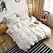 M&Meagle 3 Pieces White Duvet Cover Queen,100% Washed Cotton Duvet Cover with Button Closure,Ultra Soft Natural Cotton Bedding Set-Queen Size(1 Duvet Cover 2 Pillowcases)