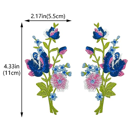 4 Pcs Rose Flower Embroidered Applique Floral Leaves Iron on Patches Bouquet Boho Decorative Embroidery Applique Sewing Patches for Clothing Bags DIY Accessory Craft Decoration
