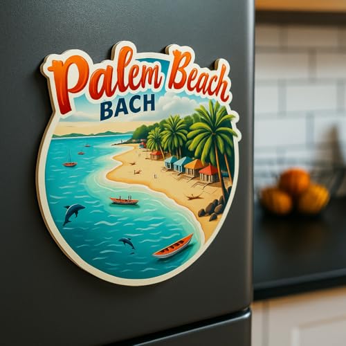 Image of Naxon Palolem Beach Goa Theme Souvenir Wooden Refrigerator Stylish Fridge Magnet - Travel Collectible Gift | Fridge Decoration Magnet for Kitchen & Home Decor | Size 3x3 Inches | Pack of 1