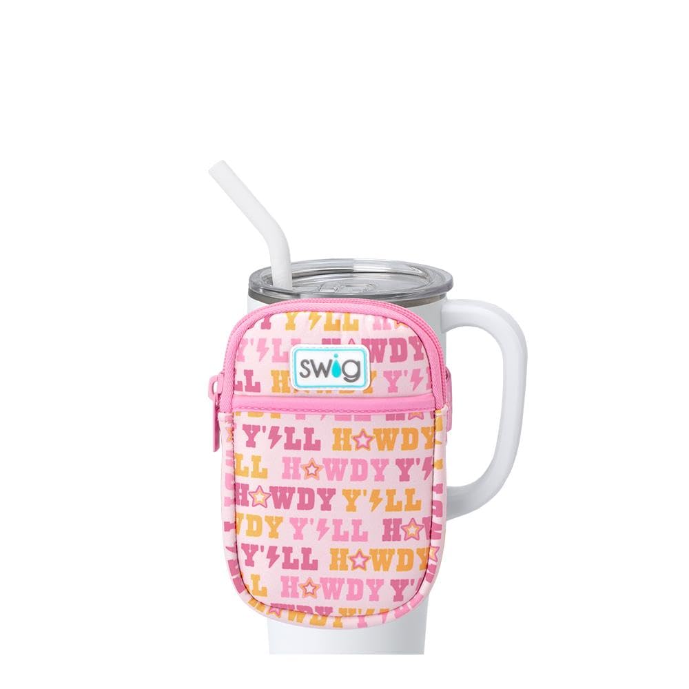 Swig Life Mega Mug Pouch, Water Bottle Bag with Adjustable Strap, Water Bottle Fanny Pack with Zippered Phone Pocket, Tumbler Accessories (Howdy Yall)