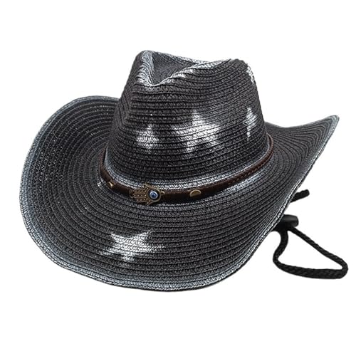 Chapeau de cowboy en paille été pour homme et femme à large bord