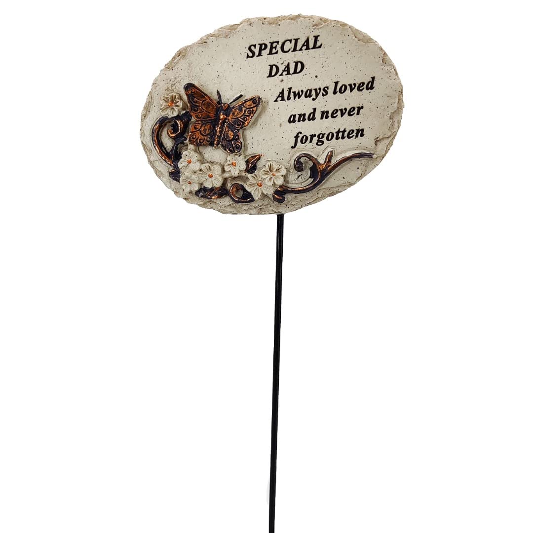Angravememorials Multicoloured Special Dad Always Loved Butterfly Memorial Tribute Stick Graveside Plaque