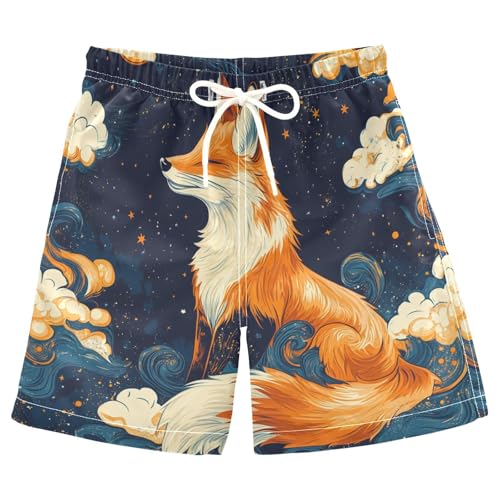 Boys Beach Board Shorts Fox Galaxy Star Cloud Swim Trunk Teen Swimwear 8-16Y