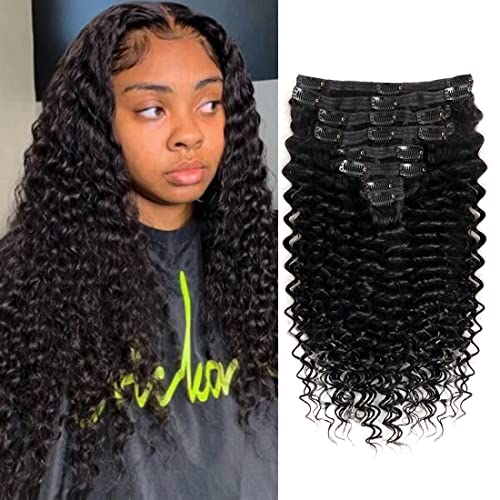 Pobokix Deep Wave Clip In Hair Extensions
