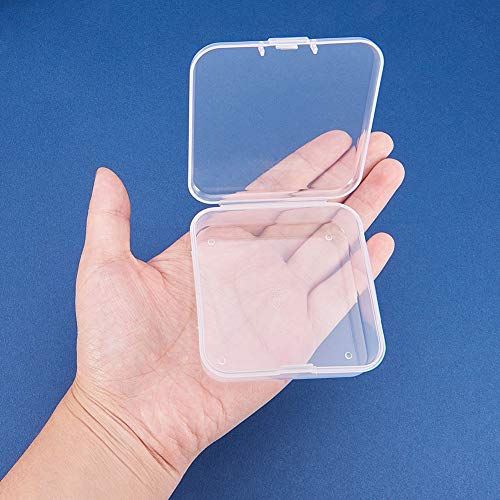 BENECREAT 18 Pack Square Mini Aufbewahrungsbehälter aus transparentem Kunststoffperle Box mit Deckel für Artikel, Pillen… – Bild 5