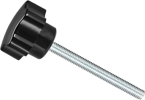 Miniatura 11 de Perillas de sujeción de estrella, rosca macho M5 x 0.984 in, cabeza de 0.945 in, mango de tornillo de pulgar de plástico, perno roscado, color negro