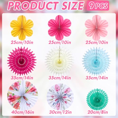Image of SUNBEAUTY Paper Flowers Decorations for Wall Tea Party Decoration Paper Fans Classroom Decoration Paper Floral Backdrop Decor for Valentines Day Mother's Day and Wedding, Set of 9