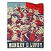 Luffy Decke, Anime, einteilig, Vintage-Decke, Flanell, Bett, gemütlich, weicher Plüsch, Bett, Sofa, Wohnzimmer, 150 x 200 cm