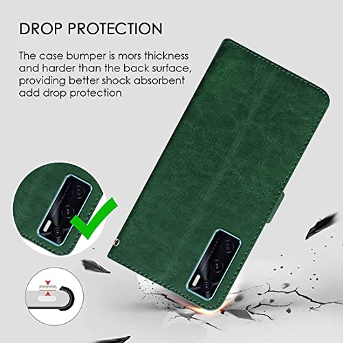 Image of Amazon Brand - Solimo Flip Leather Mobile Cover (Soft, Flexible & Kickstand Back case) Compatible for Vivo V20 SE (Green)