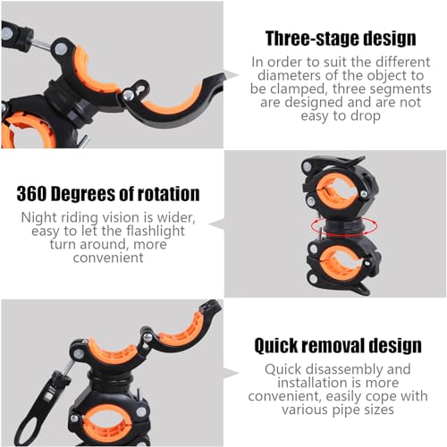 Wheelchair Walking Stick Rack Universal Walking Stick Holder - 360 Rotatable Adjustable Cane Holder Clip set for Electric Mobility Scooters Elderly Walkers Crutch Holder Accessory (white, orange) - Image 3