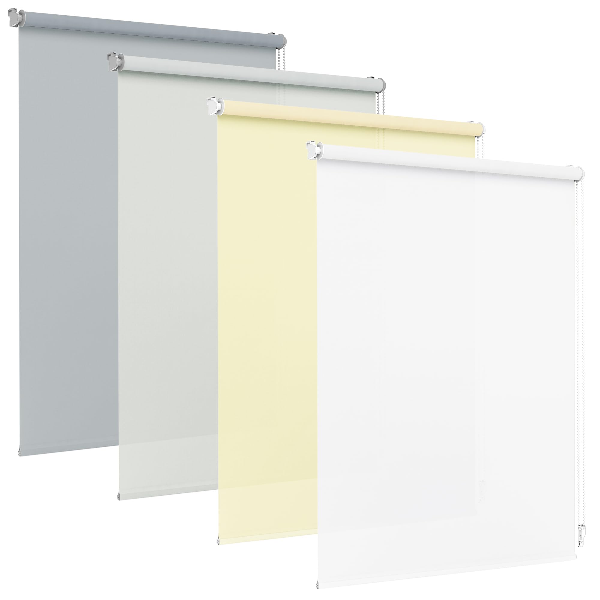 Jalousiescout Tenda a rullo senza foratura, tenda a rullo a morsetto traslucida, protezione dal sole, protezione dagli sguardi indiscreti, 132.5 x 230 cm (BxH), Weiß