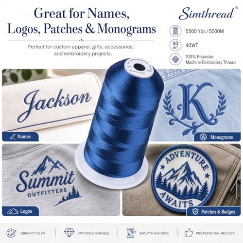 Image of Simthread 5000M 40WT Polyester Embroidery Thread, S067 | 5000M 40WT polyester thread feeds smoothly for machine embroidery, monograms, logos, patches and quilting.