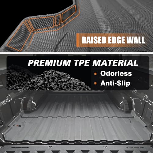 Image of TripleAliners Truck Mat Compatible with 2023-2026 Chevy Colorado /GMC Canyon 5FT Accessories, Truck Bed Mat Heavy Duty Custom Fit All Weather Protection TPE Pickup Liner