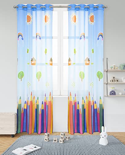 Dalina Textil - Cortinas Infantiles Niño Transúcido Dos Paneles de 140x260cm- Cortinas Visillos Juveniles Animales para Habitación Sala de Estar 2 Piezas Patrón Infantiles