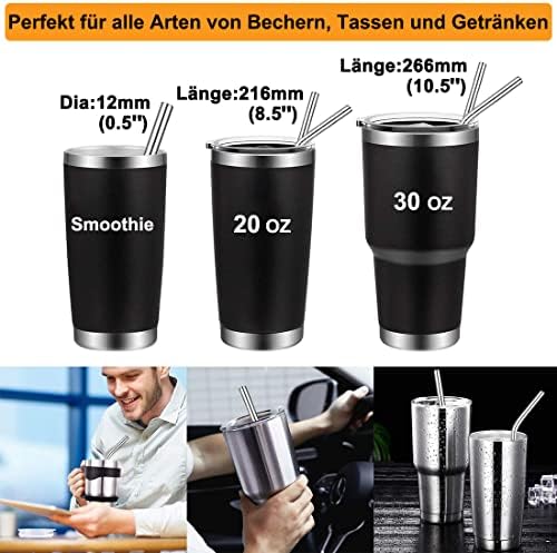 Stainless Steel Boba Straws, 0.5'' Extra Wide Reusable Metal Drinking Straws for Milkshakes, Bubble Tea, Smoothie, Set of 6 Jumbo Drinks with 1 Cleaning Brush11