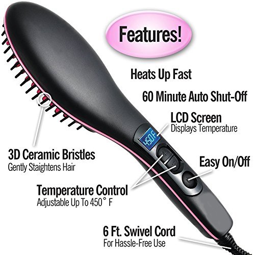 DEBIRE Hair Straightener Comb Brush with LCD Screen (Multicolour) 1
