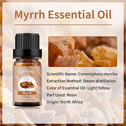 Yethious Geranium Essential Oil Bundle With Myrrh Essential Oil 100% Organic Pure Aromatherapy Gift Oil 10Ml For Diffuser, Soap, Candle Making #TOP4