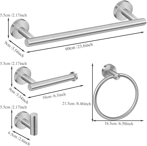 Miniatura 2 de Juego de accesorios de baño de 10 piezas de níquel cepillado, juego de accesorios de baño de acero inoxidable SUS304, pares de toalleros de mano de