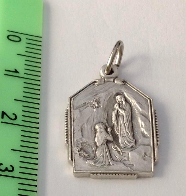I G J OUR LADY OF LOURDES MEDAL (SAINT BERNADETTE AT THE GROTTO) - MADE IN ANCIENT ITALIAN STYLE - 100% MADE IN ITALY - Image 4