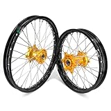 KKE 21/18 Enduro Motorcycle Wheels Rims Set Compatible with SUZUKI DRZ400 DRZ400E DRZ400S DRZ400SM Gold Hub