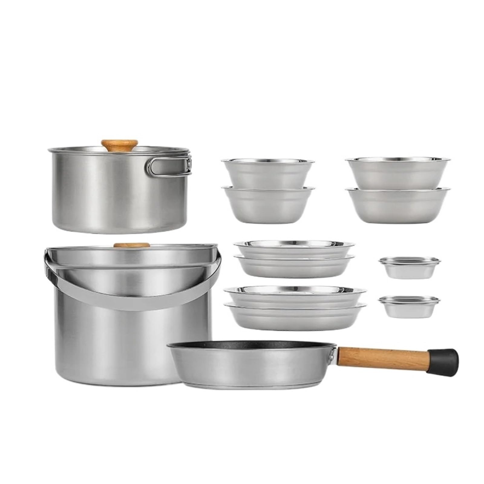 Juego de ollas for acampar al aire libre, 14 Uds., 22(14 piece pot set)