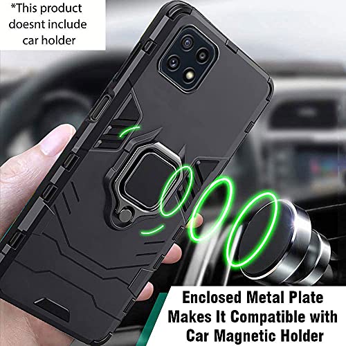 Image of TheGiftKart Tough Armor Samsung Galaxy A22 5G Bumper Back Case Cover | Ring Holder & Kickstand in-Built | 360 Degree Protection Back Case Cover for Samsung Galaxy A22 5G