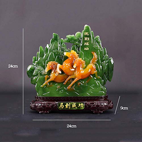 Statue Stunning Home Garden Ornament Sculpture Decoration Feng Shui Polyresin Horse On Statue Resin Crafts Chinese Zodiac Statue Decoration, Imitation Jade Statue Horse Symbol Of Success Fortune Home #TOP3